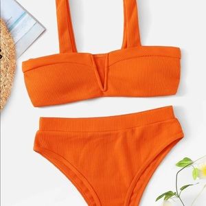 Ribbed High Waisted Bikini Swimsuit